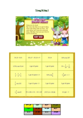 Đề thi violympic Toán Khối 5 - Vòng 16